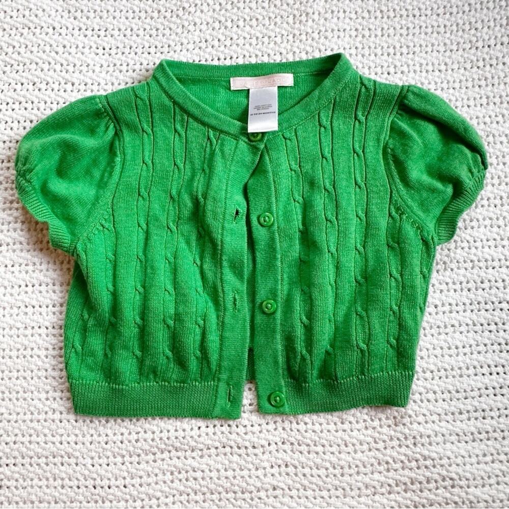 Janie and Jack green shrug Cableknit cardigan Happy in Madras